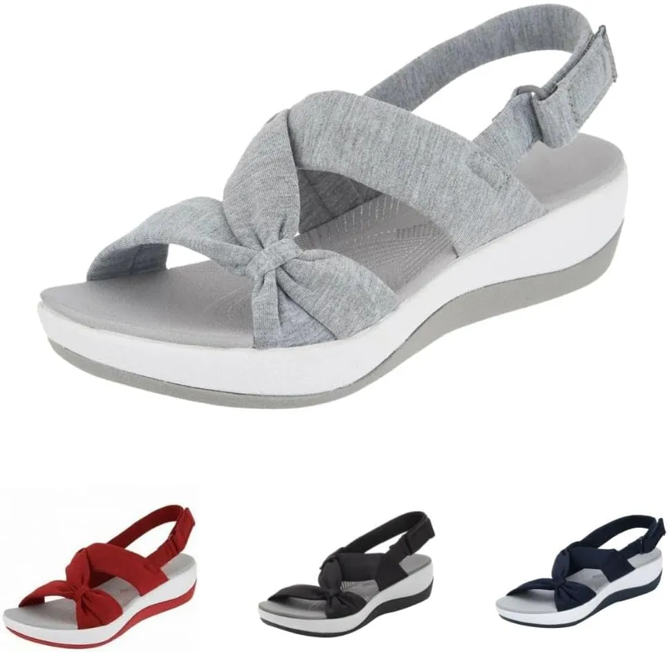 Women's Summer Walking Sandals Fashion Air Cushion Support Platform Ankle Strap Shoes Comfortable Casual Wedge Sandals