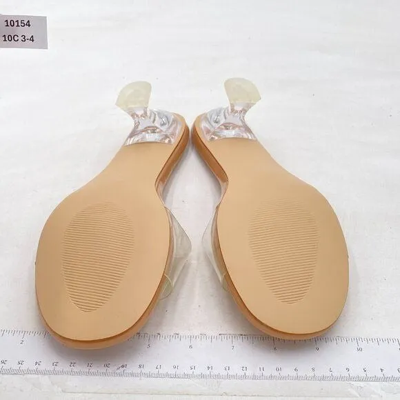 XYD Nude Chic Clear Mules Low Heels Slides Square Open Toe Transparent Mule