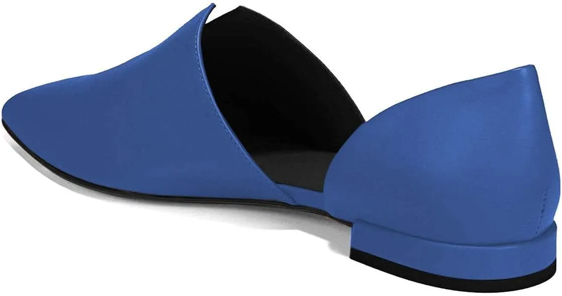 YDN Women Pointed Toe D'Orsay Ballet Flats V Cut Low Heels Slip On Office Dress Loafer Shoes