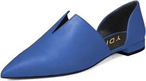 YDN Women Pointed Toe D'Orsay Ballet Flats V Cut Low Heels Slip On Office Dress Loafer Shoes