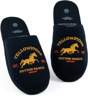 Yellowstone Mens Slippers | Adults Dutton Ranch Emblem Navy Footwear | TV Show Loungewear | Slip On House Shoes Loungewear