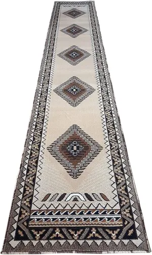 YHSF South West Native American Area Rug D143 - Easy Clean, Thick, Soft, Durable Tribal Indian Inspired Kingdom Design Runner Rug for Bedroom/Living Room and more - Berber, 2 Feet 4 In x 10 Feet 11 In