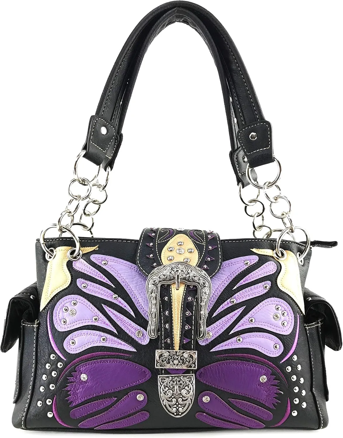 Zelris Buckle Abstract Butterfly Artwork Women Conceal Carry Handbag Wallet Set