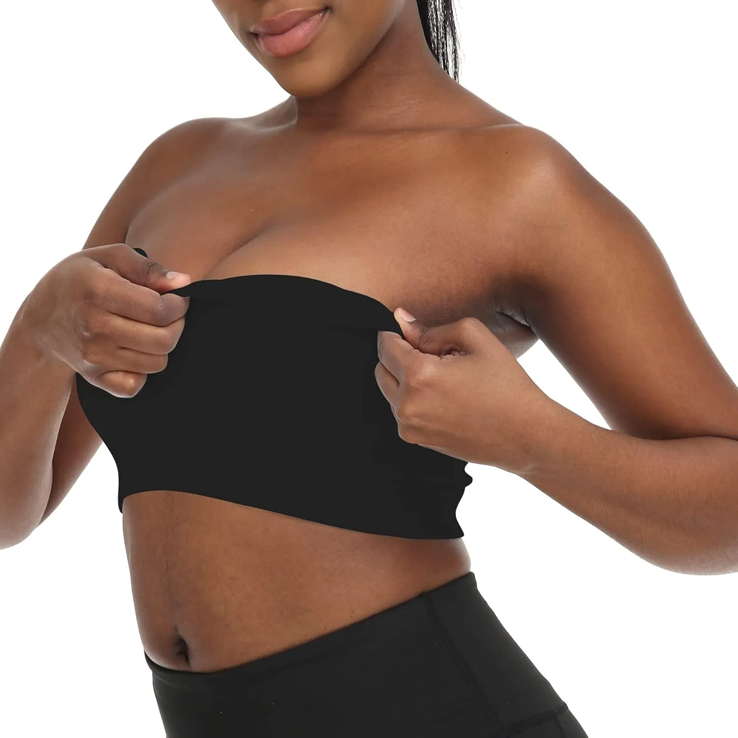 Zimcti Strapless Bras for Women Comfortable Non-Slip Silicone Bandeau Bra Seamless Tube to Bralette