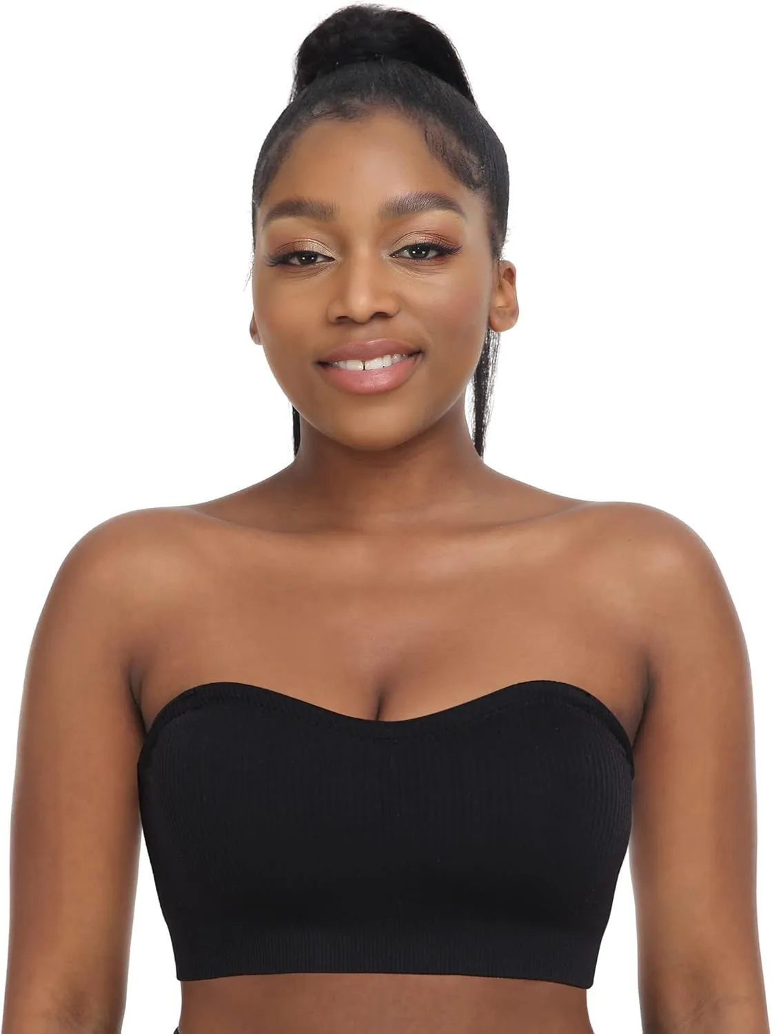 Zimcti Strapless Bras for Women Comfortable Non-Slip Silicone Bandeau Bra Seamless Tube to Bralette