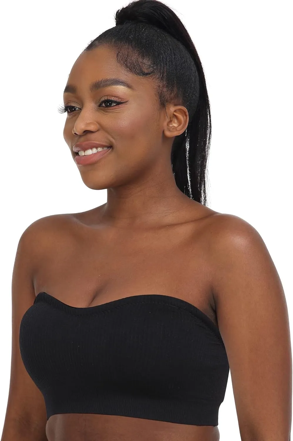 Zimcti Strapless Bras for Women Comfortable Non-Slip Silicone Bandeau Bra Seamless Tube to Bralette