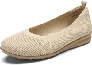 ZURIN Womens Knit Ballet Flats with Arch Support Comfortable Ballet Dressy Flats,Round Toe Slip On Flats Dress Shoes for Dressy Work Casual