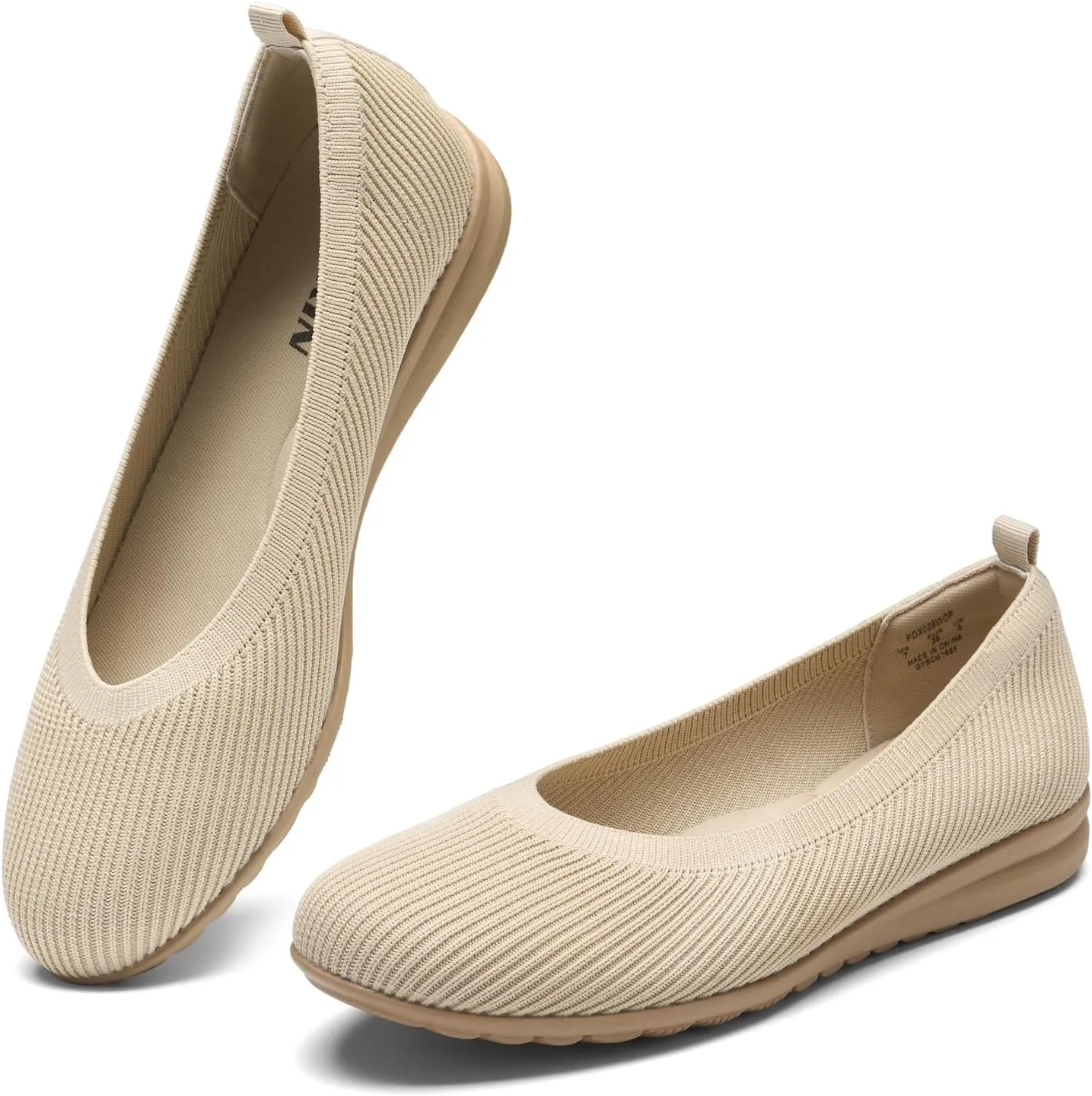 ZURIN Womens Knit Ballet Flats with Arch Support Comfortable Ballet Dressy Flats,Round Toe Slip On Flats Dress Shoes for Dressy Work Casual